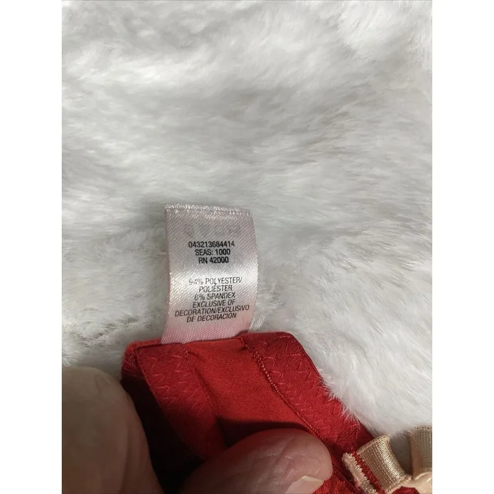 Bra 36B Jaclyn Smith Collection Red Plunge Push Up Padded 3375 - Picture 7 of 8